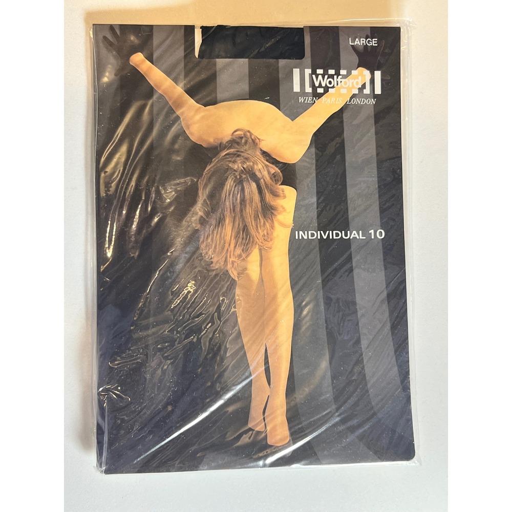 Wolford Individual 10 Black Tights Pantyhose Strumpfhose Collant Large‎